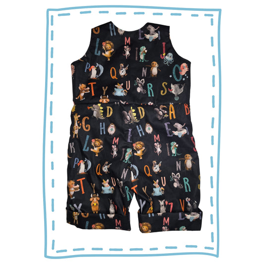 Animal alphabet navy romper