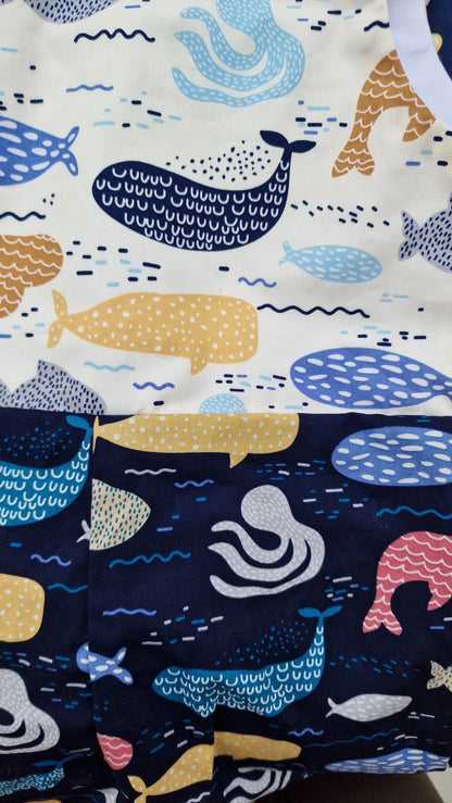 Cream & Navy Sealife Romper