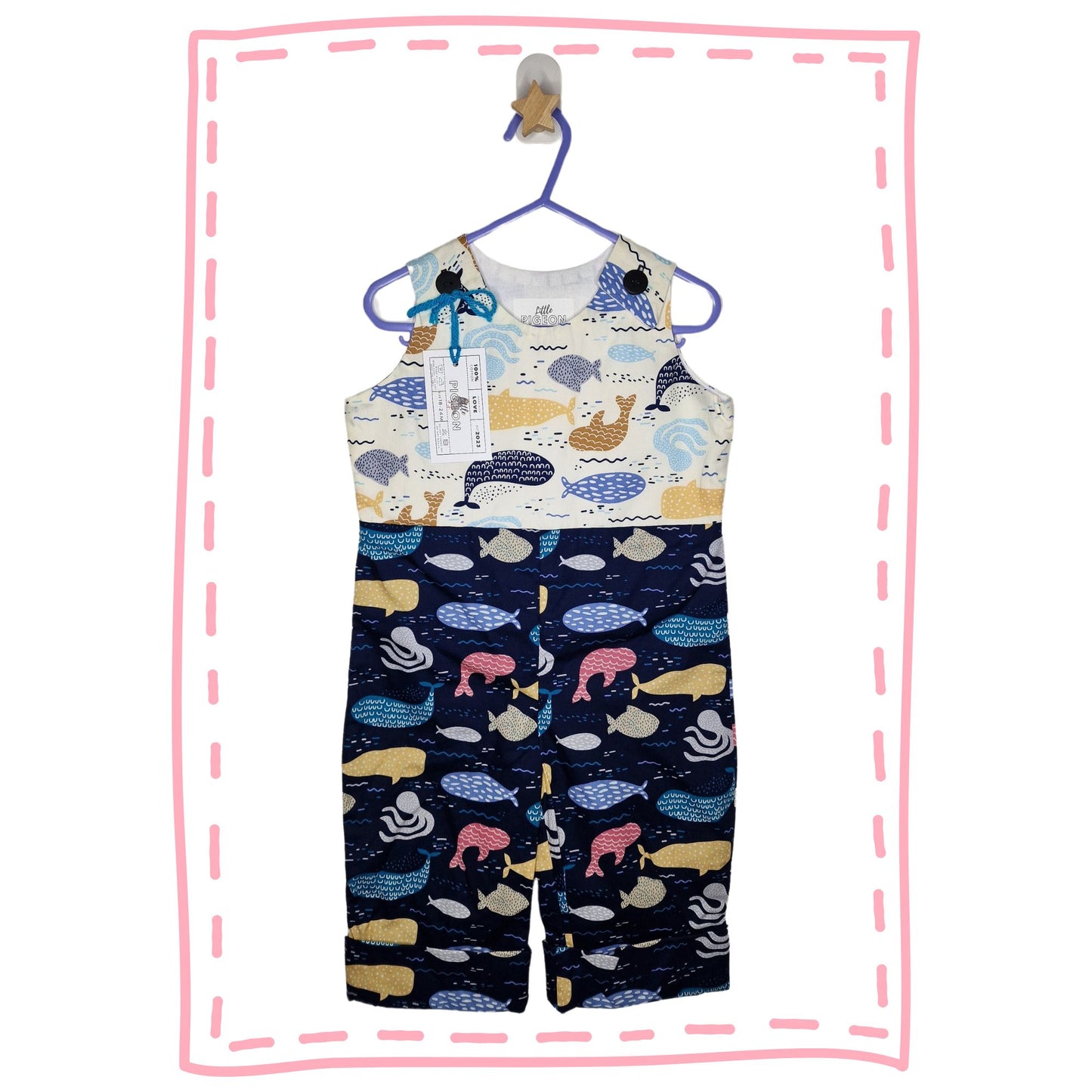 Cream & Navy Sealife Romper