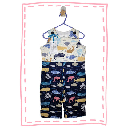 Cream & Navy Sealife Romper
