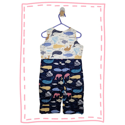Cream & Navy Sealife Romper