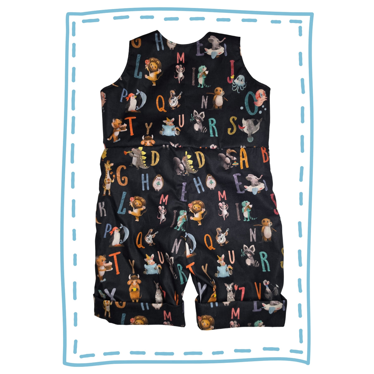 Animal alphabet navy romper