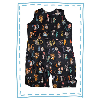 Animal alphabet navy romper
