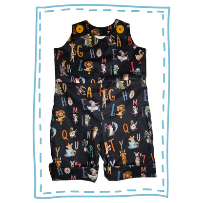 Animal alphabet navy romper