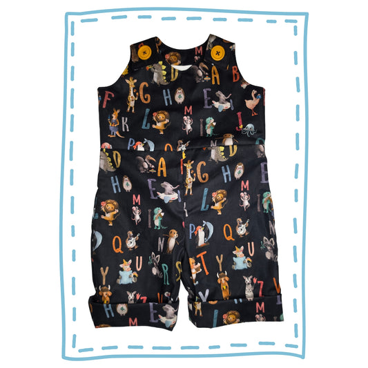 Animal alphabet navy romper