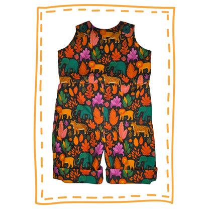 Lions and cheetahs and leaves romper
